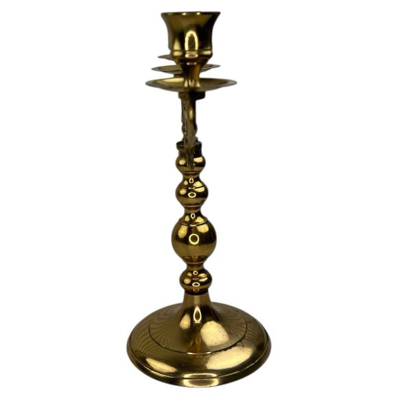 Vintage Solid Brass 3-Arm Candelabra Made in Japan Hollywood Regency - Picture 2 of 10